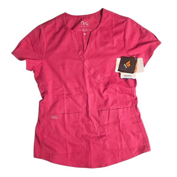 Nrg By Barco Womens Shocking Pink Scrub Top S Arcflex Technology Short Sleeve - Picture 1 of 7